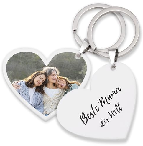 LAUBLUST Personalisierter Schlüsselanhänger aus Acrylglas mit Foto & Wunschtext inkl. Geschenkbox | Herzform, Oval - Geschenke zu Weihnachten, Vatertag, Geburtstag, Muttertag, Valentinstag & Hochzeit