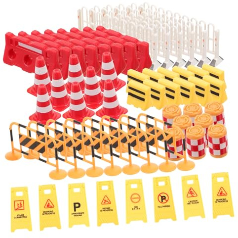 LALADEFIEE Modèle de Mini-Simulation Routier 62 Pièces en Plastique | Jouets de Routier, Panneaux de Signalisation pour Garçon et Filles, Paysage Miniature, Décoratif et Léger