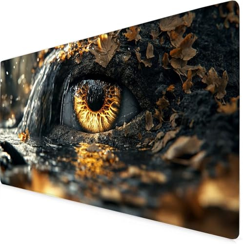 Black Gaming Mouse Pad Eye Large Mouse Mat Comfortable Mousepad with Smooth Cloth Surface, Textured Wear Resistant, Improved Precision and Speed, Mousemat 1600x800x3mm Desk Accessories for Men K7-788