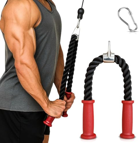 FourRoar Cuerda Triceps con Mango Ergonómico Antideslizante Aguanta 400Kg | Cuerda Triceps Polea Evita la Presión en las Manos | Agarre para Triceps para Casa y el Gym