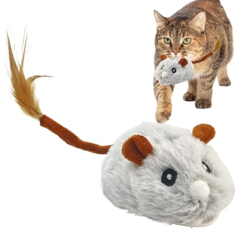 Amesor Juguete Automático para Gatos | Juegos Recargables con Forma De Ratones De Peluche,Juguete para Gatos con Rueda Silenciosa Movil - para Jugar, Ejercitar, Entretener, Entrenar, Halloween,