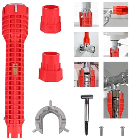 Briocht Tap Spanner Tool, 8 in 1 Faucet and Sink Installer, Tap Spanner for Tight Spaces, Multifunctional Tap Wrench for Kitchen and Bathroom Sink Repair, Plumbing Tool for Pipe Installation