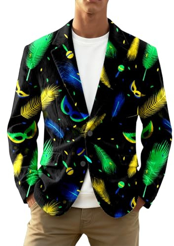 Blazer Uomo Casual, Giacca in Corduroy con Paillettes Print per Uomo Stile Casual per Matrimoni ed Eventi Formali Notturni