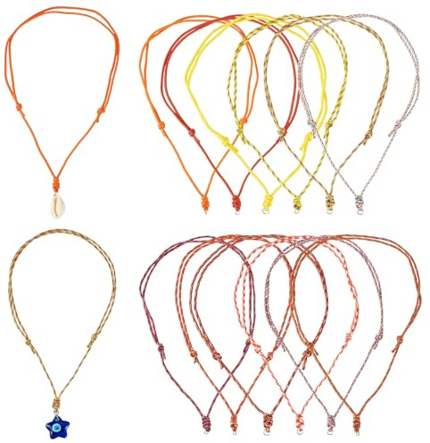 Boutigem Collane colorate in corda da donna, collana regolabile con doppio nodo collane girocollo con anello in metallo per appendere ciondoli da uomo creazione di gioielli
