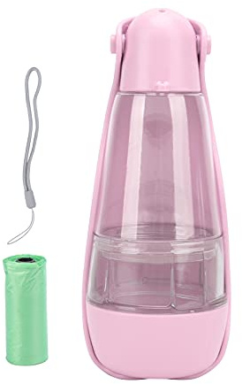 Chrees Bärbar Hundvattenflaska för Promenader, Resehundskålar, Husdjursvattenflaskor för Valp Medium Stora Hundar Små Djur Dispenser Hundar Smådjurskål (Rosa)