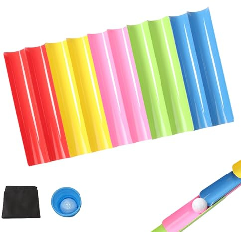 Team Building Activity Pipeline Kit - 10 Half-Pipe Set With Golf Ball & Cup For Group Games, Teen Outdoor Sports, Corporate Training, Icebreakers & Leadership Workshops, Portable PP Construction