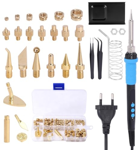 Vexnaro Kit Insertos Roscados Soldering Iron 90W LCD Ajustable, Juego Puntas Soldador LED, Insertos Latón M2 M3 M4 M5 M6 M8, 3D Printing Model Making con 138PCS Accesorios(151)