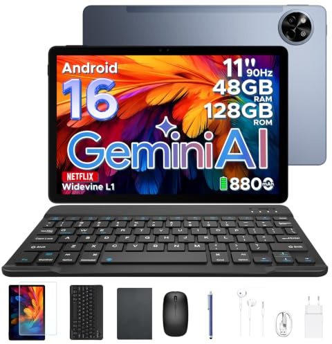 Easerush P11 Tablet 11 Pollici con Tastiera e Penna,90Hz,48GB+128GB,WiFi5 | Tablet Android 16,T7250 Octa-Core, 8800mAh,13MP+5MP,Gemini AI,Widevine L1/BT 5.0/Face ID/GPS,Con Custodia