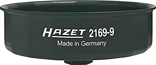 Hazet Ölfilterschlüssel 2169-9, 24 mm Außen-Sechskant, SW 105 mm | Antrieb 24 mm Außen-Sechskant, 1/2 Zoll (12,5 mm) Vierkant hohl, Abtrieb Außenprofil 15-kant, SW 105 mm, Ø min 119 mm, 370 g