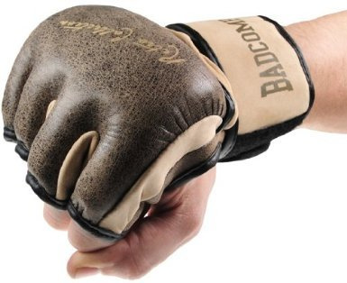 Bad Company Retro Rindsleder MMA Handschuhe I Leder Trainingshandschuhe ohne Finger I Gr. S-XL