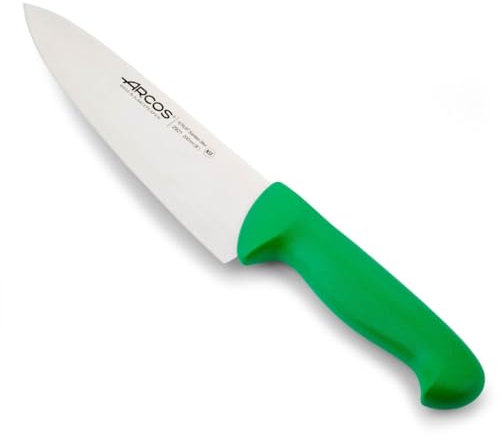 Arcos Coltello Chef in Acciaio Inossidabile Nitrum con Lama da 200 mm – Coltello da Cucina Professionale Multiuso, Manico Ergonomico in Polipropilene – Verde, Serie 2900