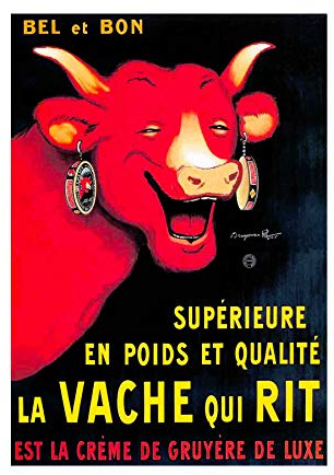 Wee Blue Coo AD FOOD DAIRY CHEESE COW HORN GRUYERE FRANCE FRAMED ART PRINT PICTURE F12X149