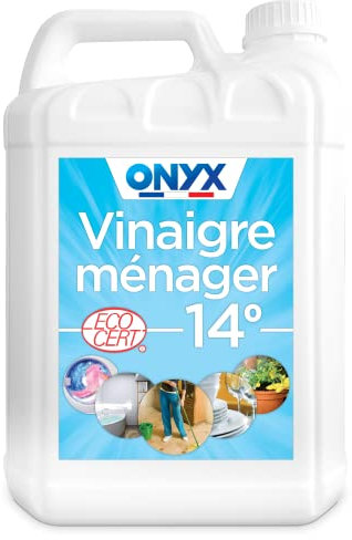 Onyx - Vinaigre Ménager 14° - Produit Nettoyant, Détartrant Concentré Multi-Surface - Dégraisser, Faire Briller - Ecocert, 100% d’Ingrédients d’Origine Naturelle, Fabrication Française - 5L