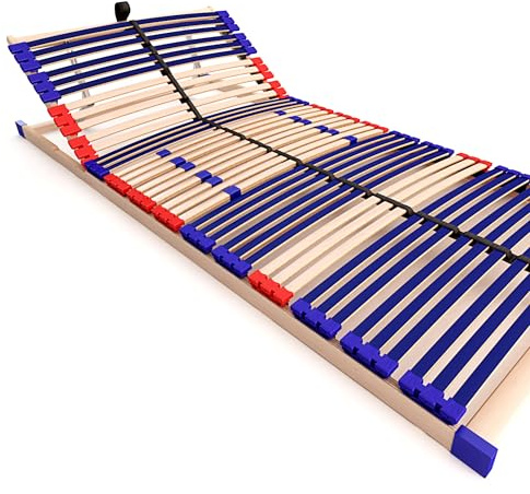 stabiler Lattenrost 100% BUCHE Lattenrahmen - Kopfteil verstellbar - SCHULTERFRÄSUNG, 7 Zonen, 42 Federleisten, Härte-Regulierung, Mittelgurt - SLEEP BEST 42® VARIO unmontiert (90x190cm)