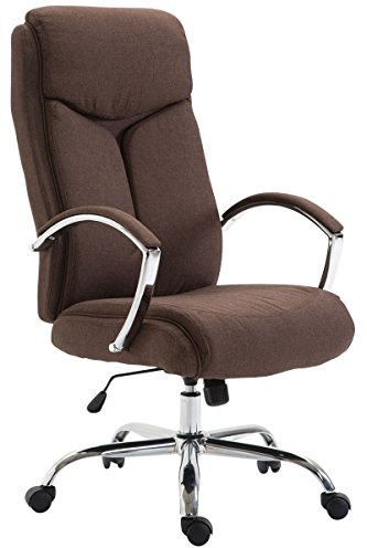 CLP Bürostuhl XL Vaud mit Stoffbezug, Chefsessel, Drehstuhl mit Armlehnen, Bürodrehstuhl mit hochwertige Polsterung, max. Belastbarkeit 140 kg, | Farbe braun