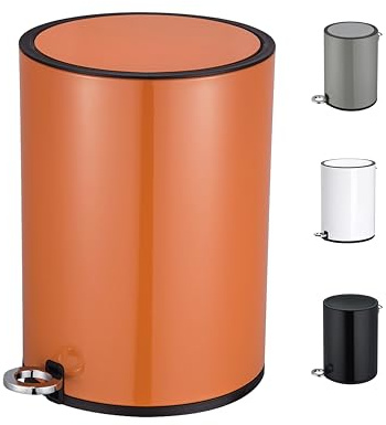 Furniture Xtra?Modern stil pulverlackerad mjuk stängningspedal burk, plast innerhink, ABS-lock 3L Orange
