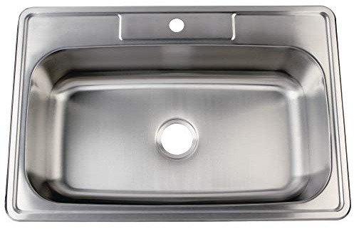Gourmetier GKTS3322901 33x22x9 Self-Rimming Single Bowl Kitchen Sink (1 Hole), Brushed