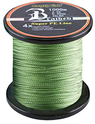 LSHEL Geflochtene Angelschnur 4fach 1000m PE Super Starke Geflochtene Schnüre, Armee-Grün, 1.5#0.20mm/11.36kg/25lb