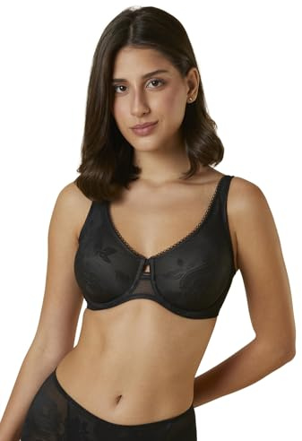 Triumph Damen Minimizer-BH Wild Rose Sensation W01, mit Bügel, ohne Polsterung, Verstellbare Träger, 85D, Schwarz