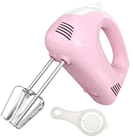Batidora Amasadora eléctrica Batidor de Pastel Batidor de Huevo Alimentación 120W con 2X Batidores para Hornear Batidoras de Mano de 5 velocidades Batidoras - Rosa