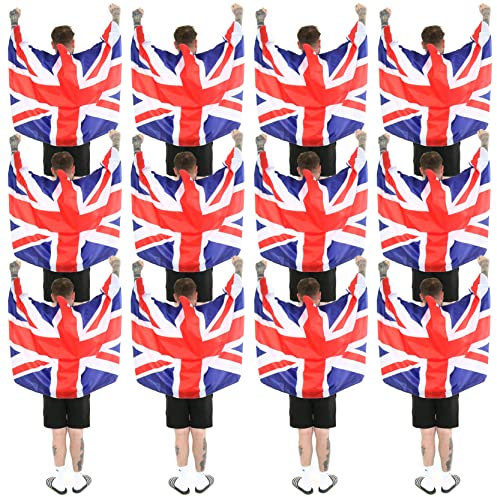Wearable Flag Cape - Union Jack, United Kingdom Flag - Perfect for the Kings, Ve Day, Sporting Events and Other British Fancy Dress Events - Pack Of 12 VE DAY COMMONWEALTH