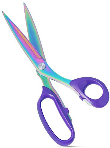 Asdirne Fabric Scissors, Dressmaking Scissors with Heavy Duty Titanium Plated Stainless Steel, Tailor Scissors for Cutting Fabrics and Leather, Purple, 10 Inch