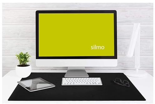 silmo Mouse Mat XX Large 35 x 24 inches / 90 x 60 cm, Black Mouse Pad, Stitched Edges, washable & rollable, Mousemat for Office, Gaming and Home Study, Mousepad, big non-slip & quiet Desk Mat XXXL