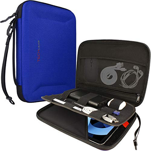 TECHGEAR Portfolio Tablet Custodia Organizer - Custodia Protettiva con Cerniera, Cover Protettiva Borsa da trasporto per iPad 10.2, iPad Pro 11, iPad Air 4 10.9, iPad Air - Blu