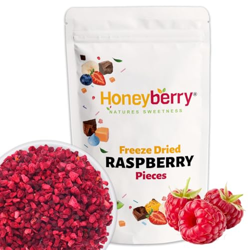 Frambuesas Liofilizadas en Trozos 50g — Trozos de Frambuesa Liofilizada — Fruta Liofilizada sin Azúcar — Frambuesas Deshidratadas — Para Repostería, Yogur, Muesli, Decoración y Postres