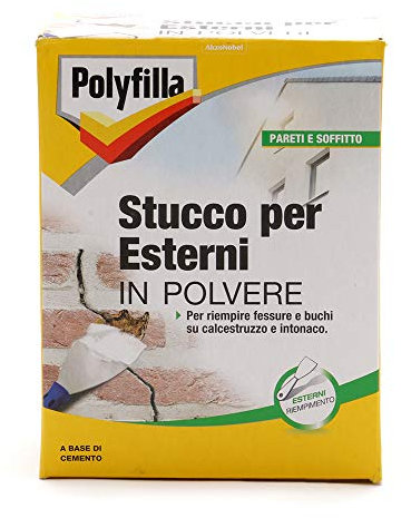 POLYFILLA STUCCO PER ESTERNI, a base di cemento, per il riempimento su crepe fessure e buchi di calcestruzzo intonaco, in Polvere 1KG
