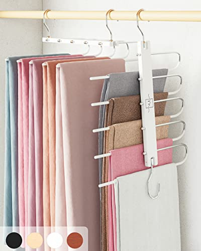 MORALVE Hosenbügel platzsparend – Premium Kleiderbügel aus europäischem Buchenholz für Hosen, Jeans & Schals – Kleiderschrank Organizer mit 360° drehbarem Haken (1er-Pack)
