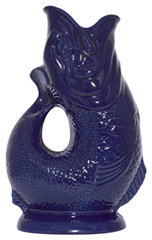 Gluckigluck Karaffe XL Dunkelblau glänzend – 1,2 l – Original Gluggle Jug aus England – Wasserkrug mit Glucker-Geräusch – Handgefertigt & glänzende Oberfläche – Kult-Krug als Vase oder Dekanter