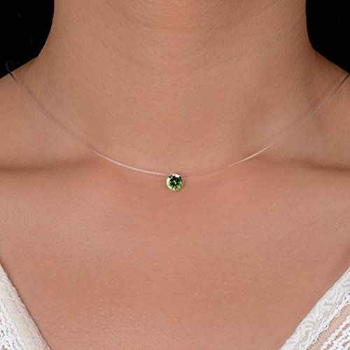 zxcs Silber Farbe blendend Zirkon Halskette und unsichtbare transparente Angelschnur Einfache Anhänger Halskette Schmuck für Frauen