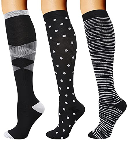 DRESHOW Calze a Compressione Graduata per Uomo E Donna Calze Elastiche Sportive per Atletica, Corsa, Viaggi Volo, Ciclismo