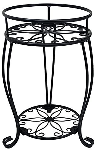CASIMR - Soporte para plantas de 2 niveles, estante de metal para macetas de 19.25 pulgadas de alto, estante para macetas múltiples para interiores y exteriores, contenedor de hierro inoxidable para