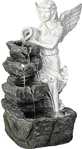 STILISTA Gartenbrunnen Engel 49 x 35 x 32 cm, mit LED Beleuchtung, inklusive Pumpe