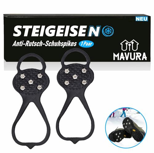 STEIGEISEN Anti-Rutsch Schuh Spikes Eiskrallen Schuhspikes, Schuhketten Schuhkrallen Gleitschutz bei Schnee & EIS [1 Paar]
