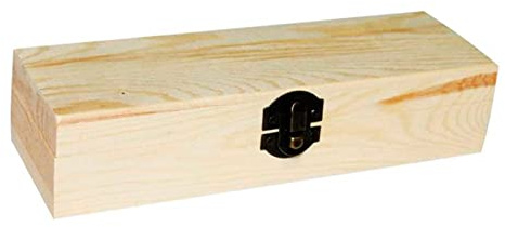 Acan Tradineur - Caja Madera Rectangular con visagras y Cierre metálico 21 x 7 x 4 cm, cajita, Cofre con Tapa para Decorar y Guardar Objetos de Valor, Joyas, coleccionables