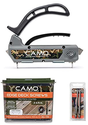 CAMO Marksman Pro-X1 Kit, Deck Tool, 1750 Edge Screws & Bits, Edge Fastening Installation, 1/16 Spacing, Fits 5-1/4-5-3/4 Wood Decking (0345002)…