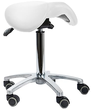 Drehhocker mit kippbarem Sattelsitz Weiss