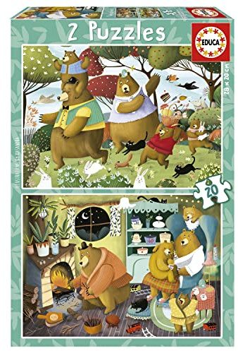 Educa - Kinderpuzzle Waldgeschichten | 2x20 Teile Puzzleset | Waldtiere, Tiere im Wald Kinder | ab 3 Jahren (19686)