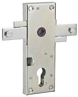 Serratura per porta basculante 2 punti destra e sinistra, a cilindro europeo, garage, 60x160mm, quadro 8mm, zincato - THIRARD