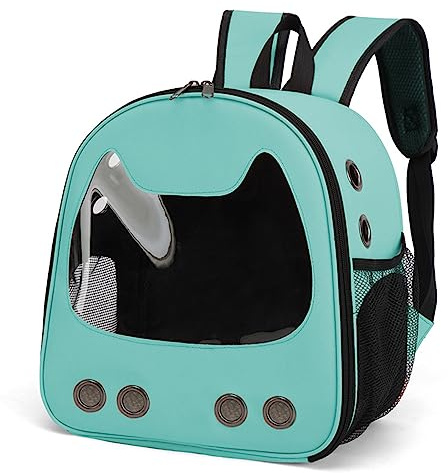 PETCUTE Haustier Rucksack Raumkapsel,Faltbar Hunde Katzen Rucksack mit Netzfenster,Atmungsaktive Katzenrucksack mit Herausnehmbare Matte,Transporttasche für Haustiere Reisen bis zu 6 kg