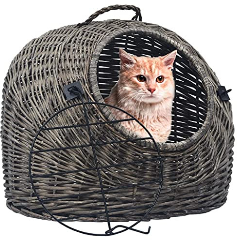 SKM Katzen-Transportkorb Grau 45x35x35 cm Natürliche Weide, Weight: 1.85 kg, 170904
