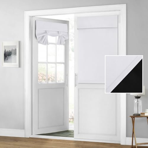 HOMEIDEAS Cortinas 100% opacas para puerta francesa, cortinas de privacidad para ventana, persianas de oscurecimiento de habitación de 26 x 40 pulgadas, persianas de ventana con aislamiento térmico