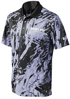 Unicorn Dart-skjorta | Pro-Tech Camo | Cool andningsbar mjuk känsla mikronät 3-tuk polyester | svart krage och vit enhörningslogotyp | Finns i 5 färger och storlekar S till XXXXL