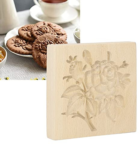 Stampo Per Biscotti in Legno Stampo Per Mooncake, Set di Stampi Per Dischi Per Torta, Stampo Per Torte, Stampino Per Biscotti con Timbro Intagliato Per La Cucina Domestica(Rosa)
