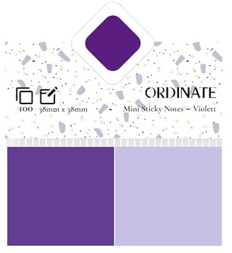 Ordinate Sticky Notes, Haftnotizzettel, Haftnotizen (38 x 38mm) zum Markieren, klebezettel klein, abziehbaren pagemarker, notizzettel klebend, klebezettel zum beschriften (B1- Mini Violett)