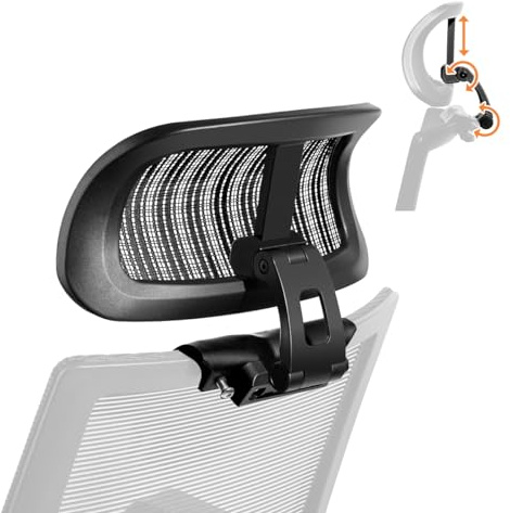 RQUOIRE Zubehör für Bürostuhl-Kopfstützen, höhenverstellbar, Neigung und Entfernung, atmungsaktives Netzgewebe, schwarz, geeignet für ergonomische Bürostühle