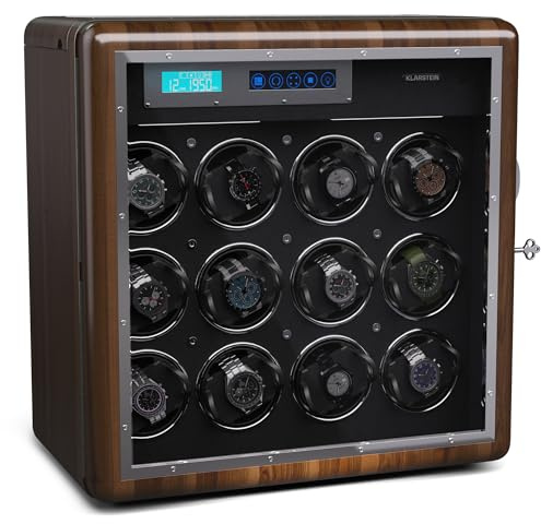 KLARSTEIN Caja para 12 Relojes, Vitrina Acrílico, Joyeros, 5 TPD, Caja Relojes Acrílico, Expositor para Dar Cuerda Reloj, Relojero Organizador para Relojes Grandes, Organizadores